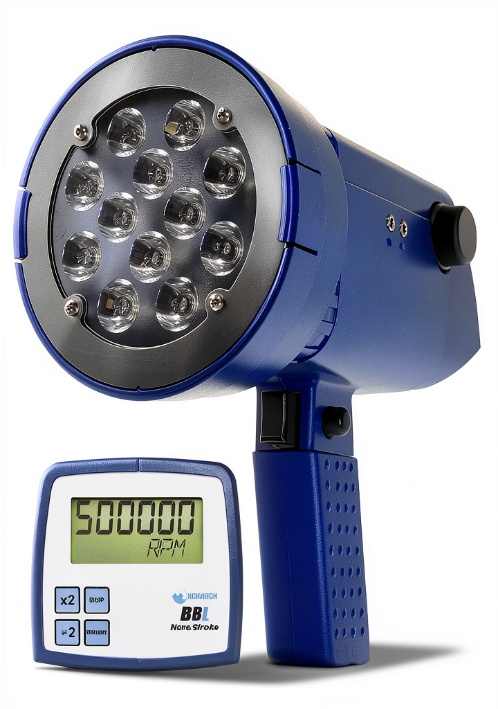 'Monarch LED stroboscope in use for industrial speed measurement'