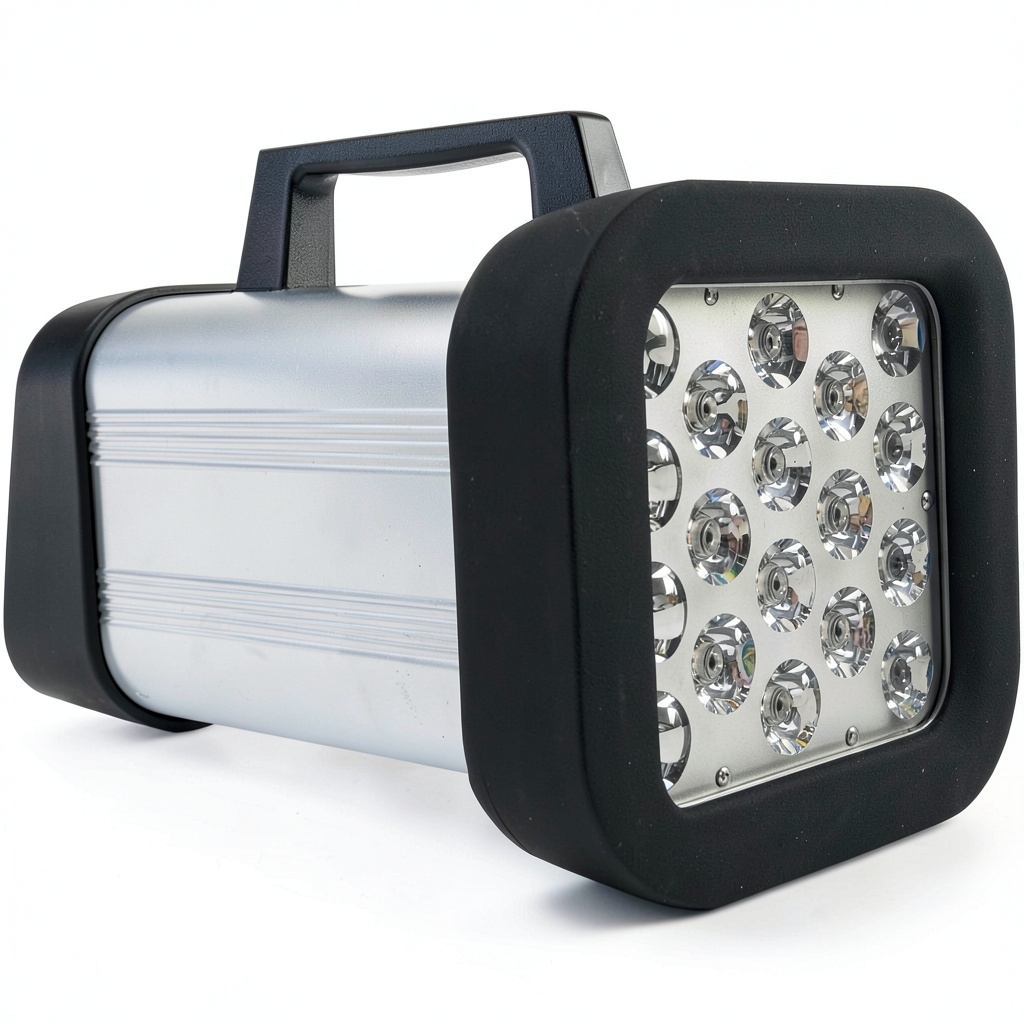 Shimpo stroboscope in industrial setting with LED display visible
