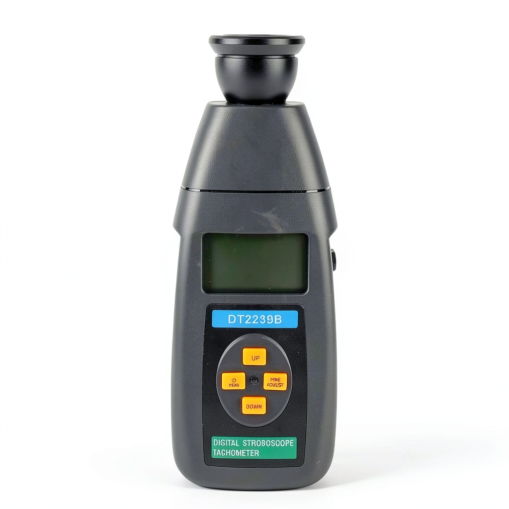 ZPurifylline DT2239B digital stroboscope displaying RPM on LCD screen