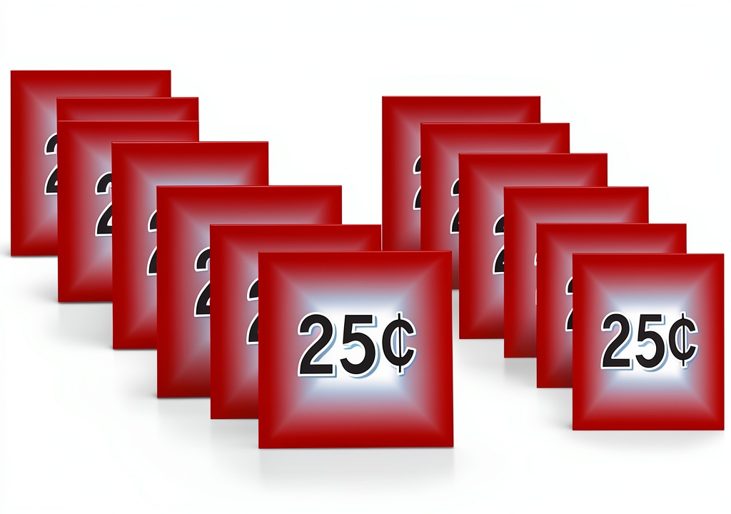'Generic Red Square Vending Labels on a vending machine display'